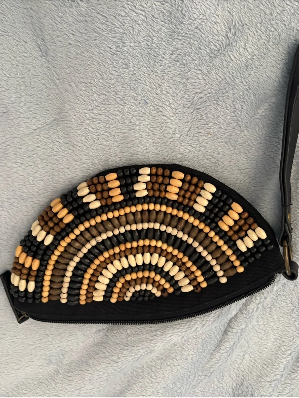 Old Navy Beaded Half-Moon Wristlet in Black, Cream, Tan, Brown